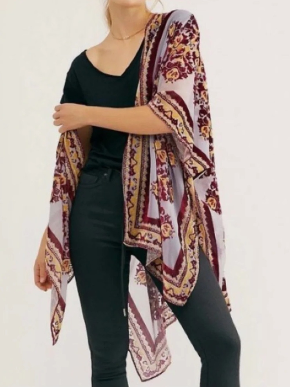 Free People Muse Burnout Velvet Kimono
